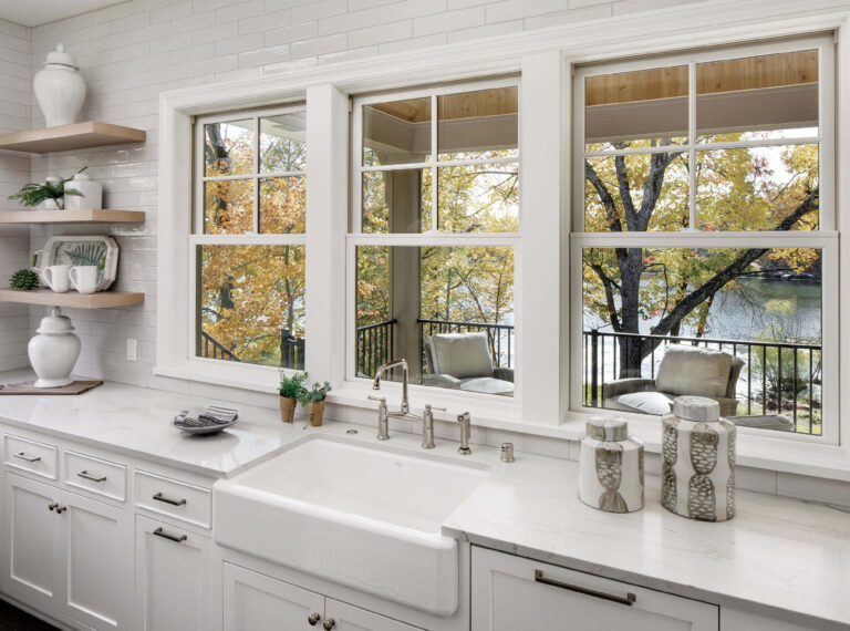 Marvin Windows in kitchen overlooking a lake